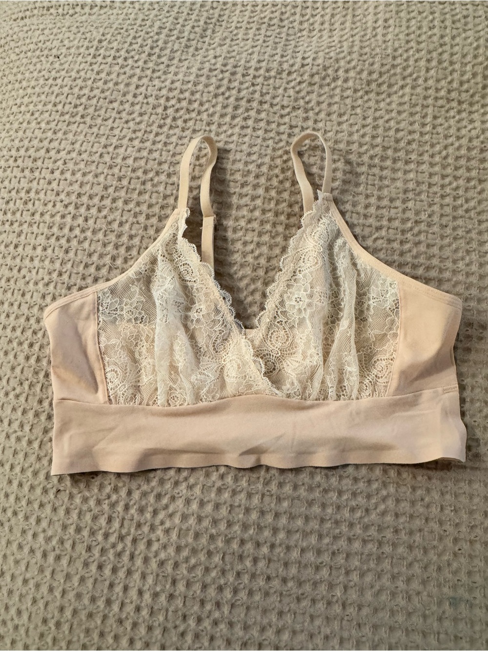 NEW Ruby Ribbon Second Skin Lace Demiette Bralette Nude Sz 38 1776 NWOT